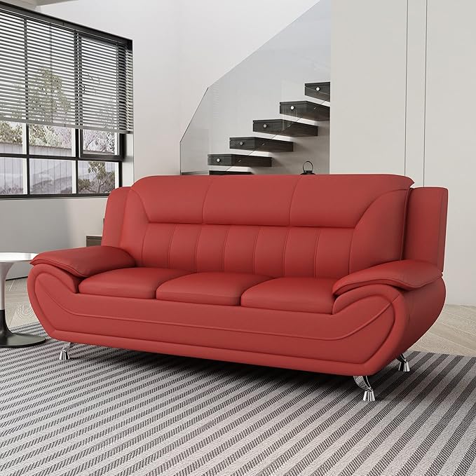 Container Furniture Direct Michael Modern Faux Leather Upholstered Stainless - Image 9