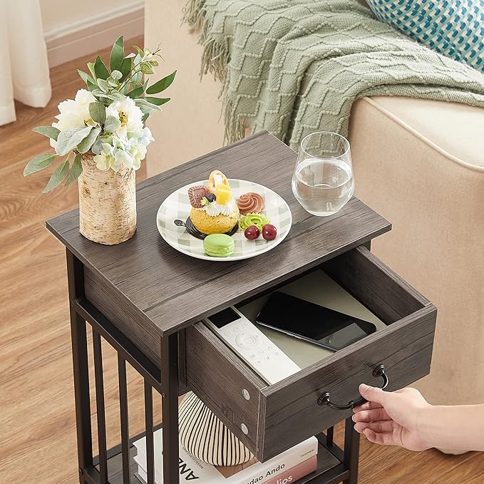 VECELO Nightstands Set of 2, Industrial Side Table/End Tables - Image 5