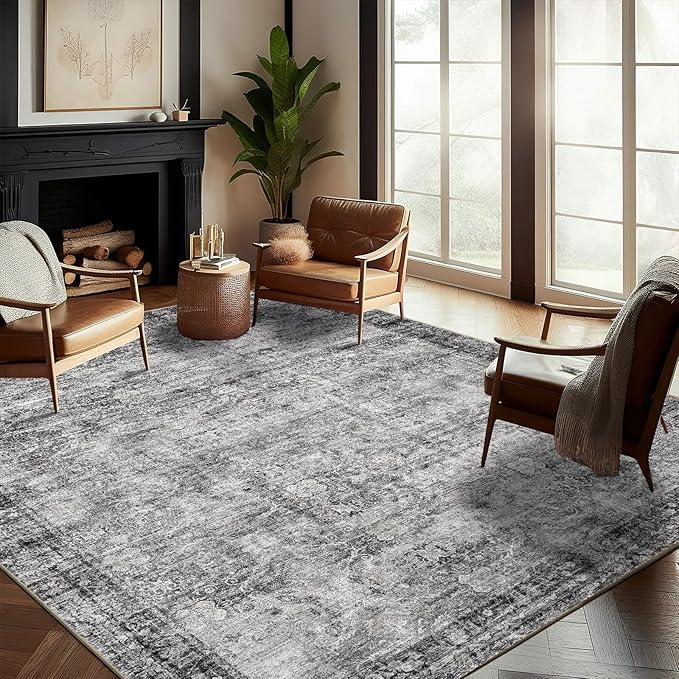 Washable Area Rug 10'x14' Boho Design Non-Shedding Easy Care Ideal by CHAMPLANT