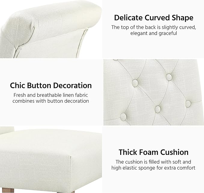 Yaheetech Dining Chairs Set of 6 Fabric Upholstered Dining Room Chairs - Image 5