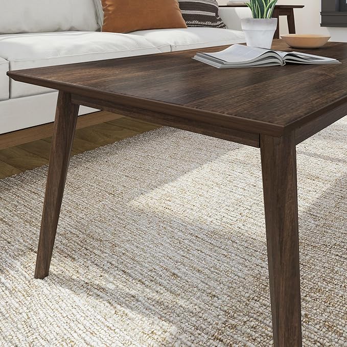 Plank+Beam 48 Inch Mid Century Modern Coffee Table, Wood Coffee Tables - Image 4