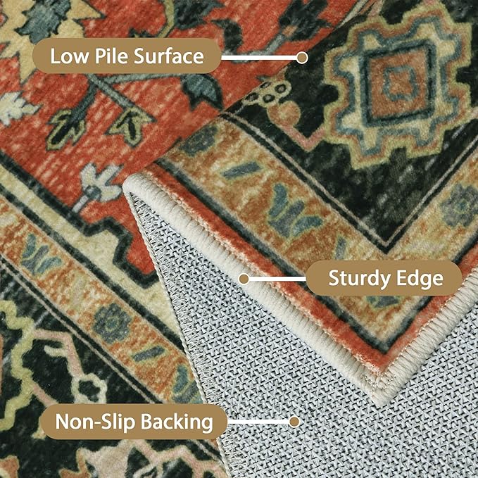 GENIMO 8x10 Area Rugs for Living Room, Machine Washable Non Slip Vintage Rugs - Image 5