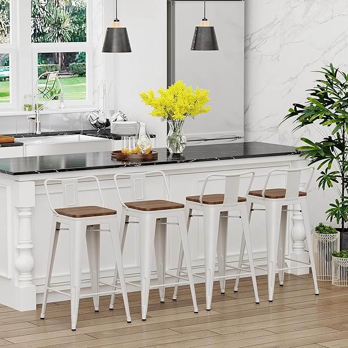 Yongchuang 30 inch Bar Stools Set of 4 Bar Height Metal Barstools - Image 4