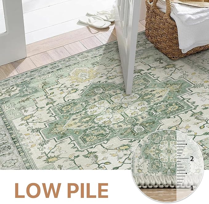 GENIMO 3x5 Area Rugs for Living Room, Machine Washable Non Slip Vintage Rugs - Image 5