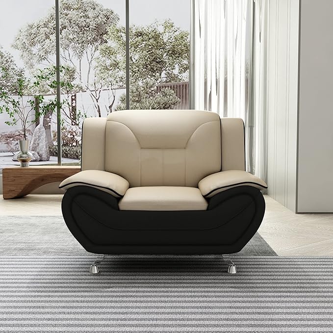 Container Furniture Direct Michael Modern Faux Leather Upholstered Stainless - Image 13