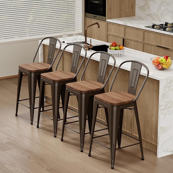 Changjie Furniture 26 Inches Metal Barstools Set of 4 Counter Height Bar Stools by ALISH