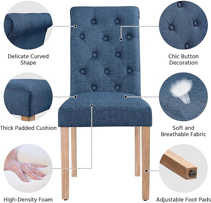 Yaheetech Dining Chairs Set of 6 Fabric Upholstered Dining Room Chairs - Image 4
