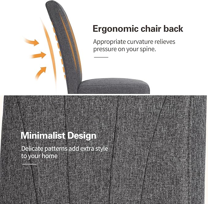 VECELO Upholstered Dining Chairs Set of 2, Modern Fabric and High Back & Solid - Image 4