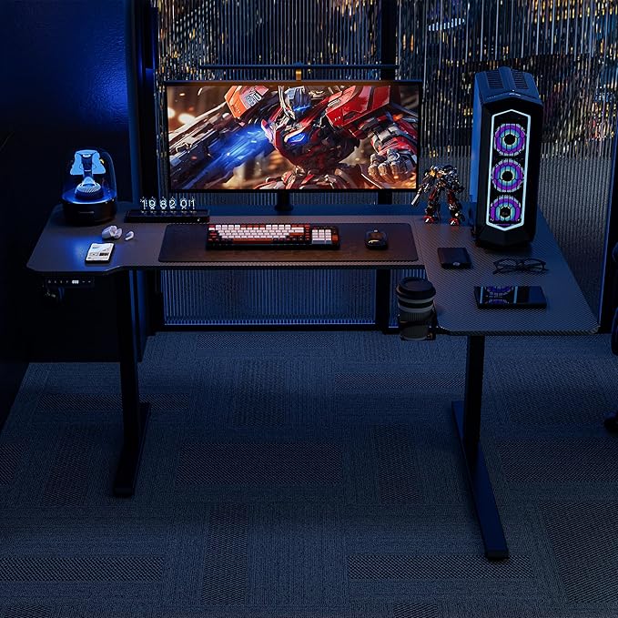 51" Reversiable L-Shaped Electric Standing Desk Adjustable Height Gaming Stand - Image 8