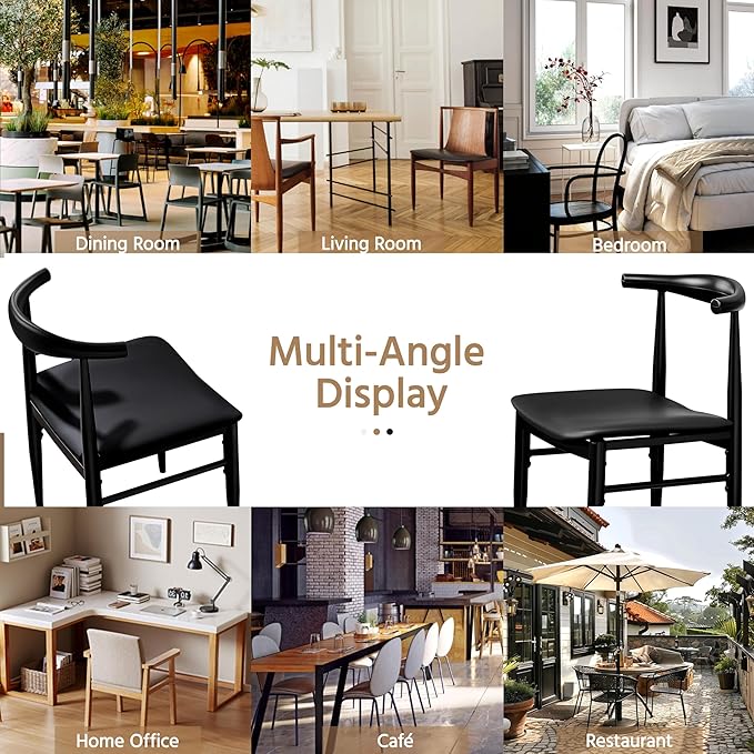 Yaheetech Dining Chairs Set of 2 Mid Century Modern Leather Dining Room Chairs - Image 9