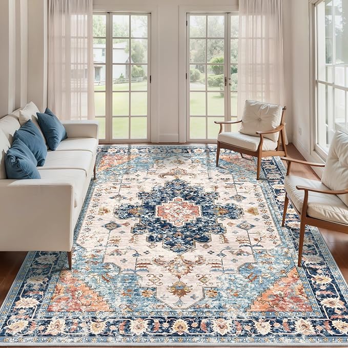 Tangsoo 8x10 Area Rug for Living Room, Washable Vintage Indoor Non Slip Large by Tangsoo