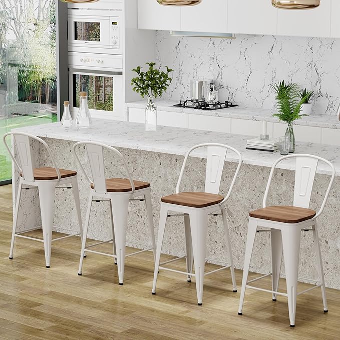 Changjie Furniture 30 Inches Metal Barstools Set of 4 Counter Height Bar Stools - Image 6