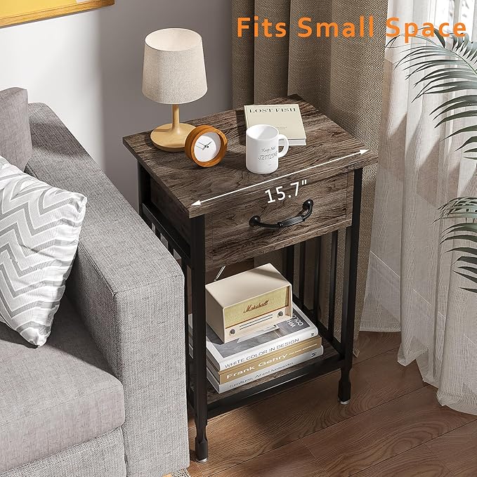 VECELO Nightstands, Industrial Side Table/End Tables - Image 6