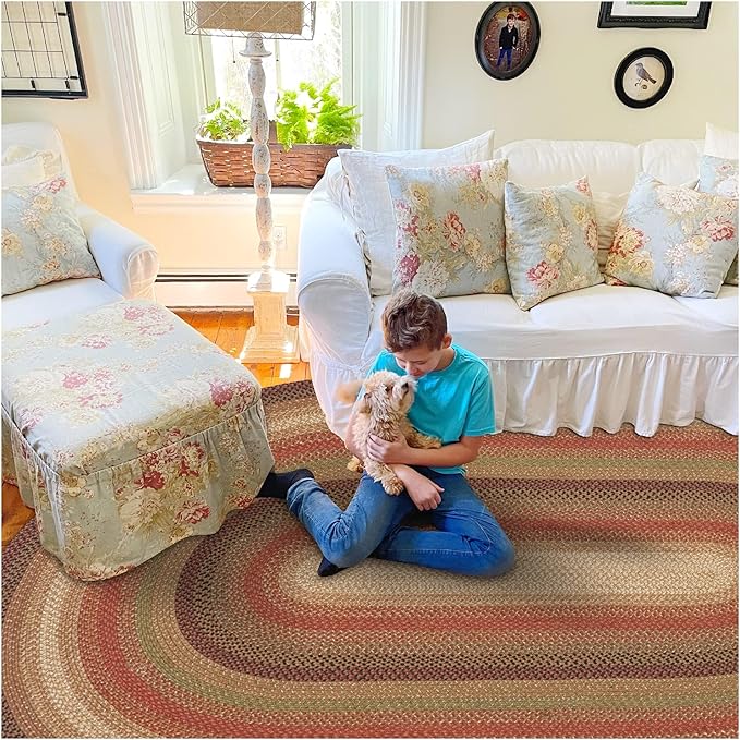 Homespice Gingerbread Jute Brown 8x10' Braided Oval Area Rugs - Image 10