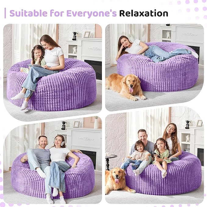 HABUTWAY 4FT Bean Bag Chair, Memory Foam Beanbag Chair - Image 4
