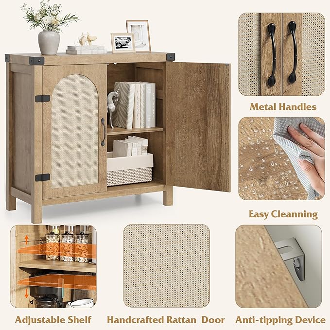 Garvee 31.5'' Small Rattan Buffet Cabinet - Image 3