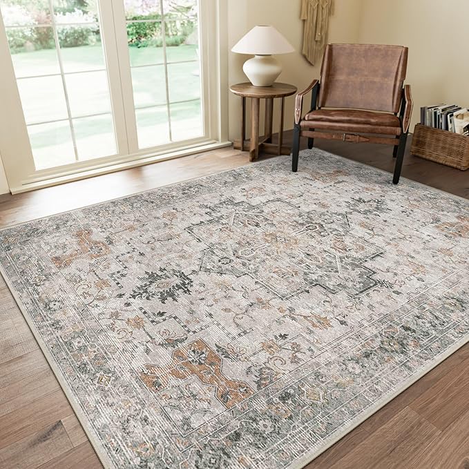 GENIMO 10x12 Area Rugs for Living Room, Non Slip Machine Washable Vintage Rugs by GENIMO