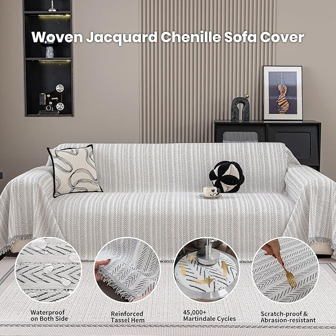 Nobildonna Sofa Cover Washable Soft Thicken Chenille Couch Cover - Image 3