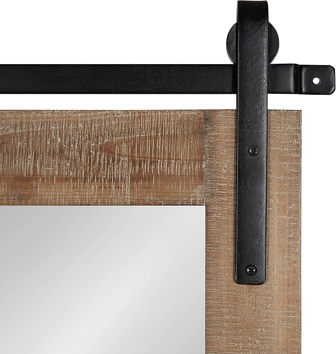 Kate and Laurel Cates Farmhouse Wood Framed Wall Mirror, 18 x 50, Rustic Brown - Image 4