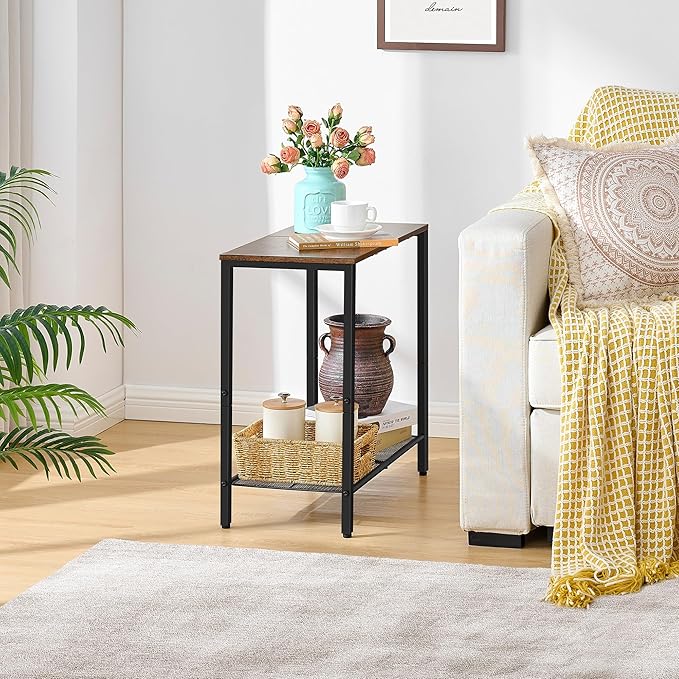 Hoctieon 2 Tier End Table, Sofa Side Table, Narrow Side Table - Image 8