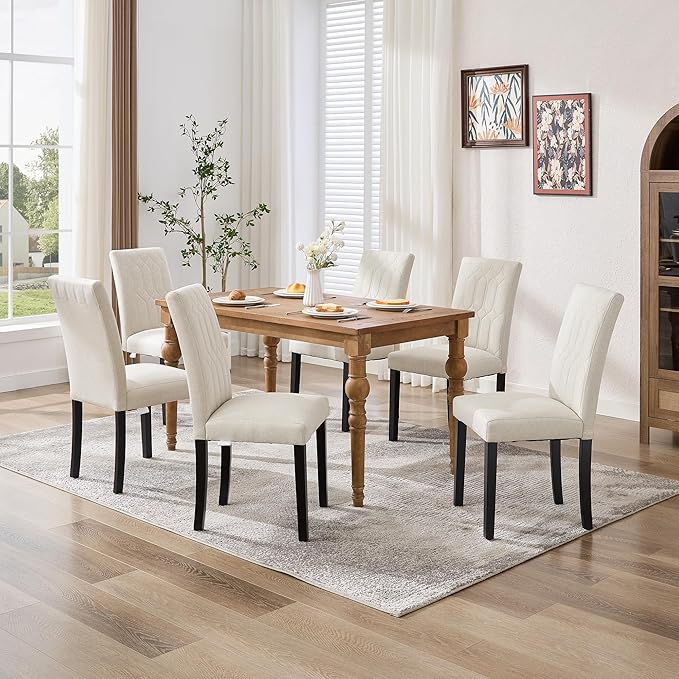 VECELO Upholstered Dining Chairs Set of 6, Modern Accent Parsons - Image 2