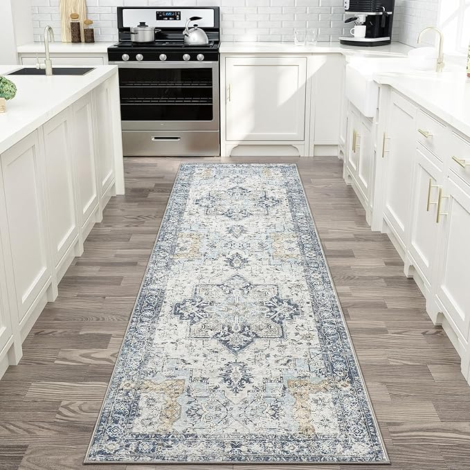 GENIMO Runner Rug 2'6''x8, Non Slip Vintage Hallway Runner Rugs, Low Pile - Image 3