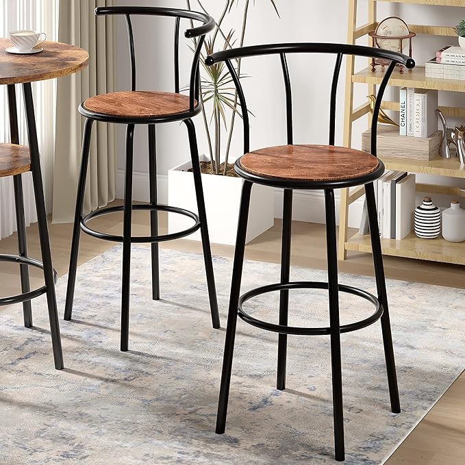 VECELO Bar Stools Set of 4, Swivel Counter Barstools - Image 7