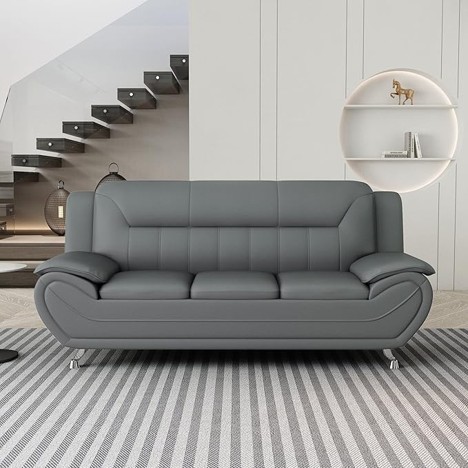 Container Furniture Direct Michael Modern Faux Leather Upholstered Stainless - Image 8