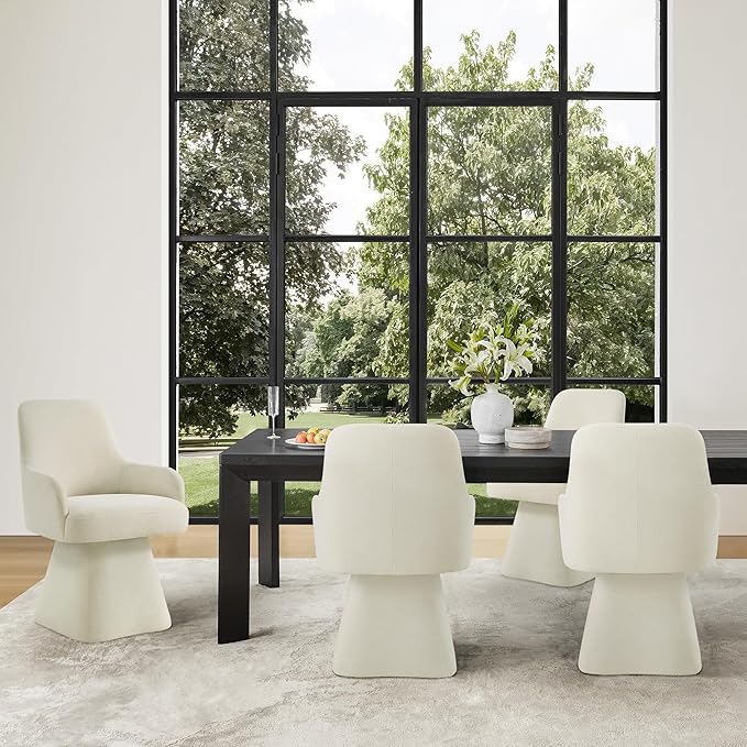 Swivel Dining Chair Set of 1, Mid Century Modern Chair Fabric Upholstered - Image 7