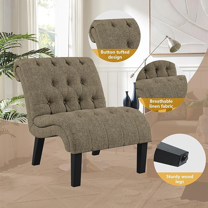 Yongqiang Accent Chair for Bedroom Living Room Modern Button Tufted Upholstered - Image 7