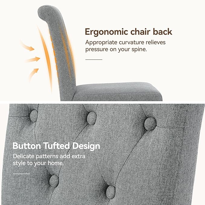 Upholstered Dining Chairs Set of 4, Button Tufted Parsons Dining Chair - Image 5