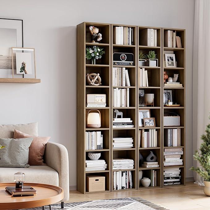 Bamjoy 71 Inches Tall Narrow Bookshelf, 8-Tier Slim CD DVD Media Shelf - Image 9