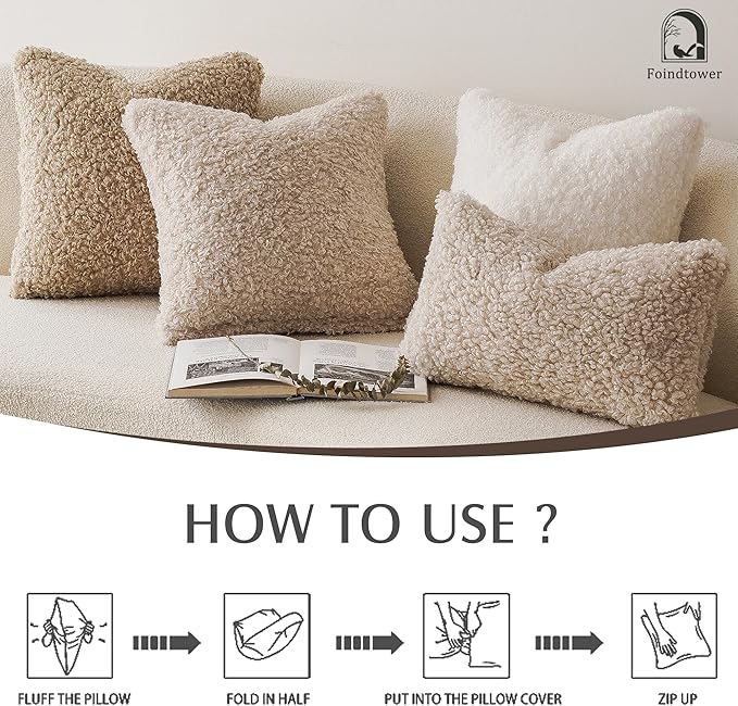 Foindtower 2 Pieces 24x24 Inch Light Khaki, 100% Polyester Throw Pillow Cover - Image 5