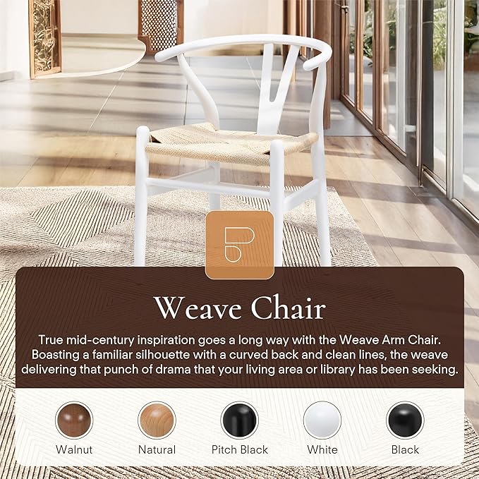 POLY & BARK Weave Dining Chair – Mid-Century Modern Wishbone Dining Chair - Image 4