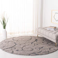 SAFAVIEH Florida Shag Collection 4' Round Grey/Light Blue SG455 Scrolling Vine by SAFAVIEH