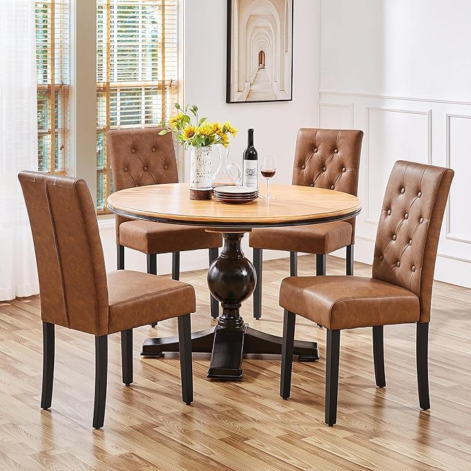 Yaheetech Dining Chairs Set of 2 Modern Style Faux Leather Dining Room Chairs - Image 4