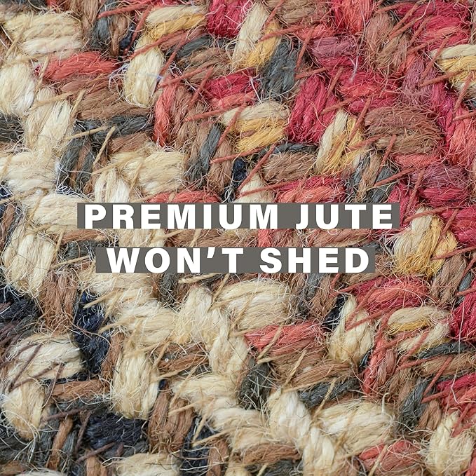 Homespice Chester Rustic Braided Rug 6x9' Oval in Red - Image 5