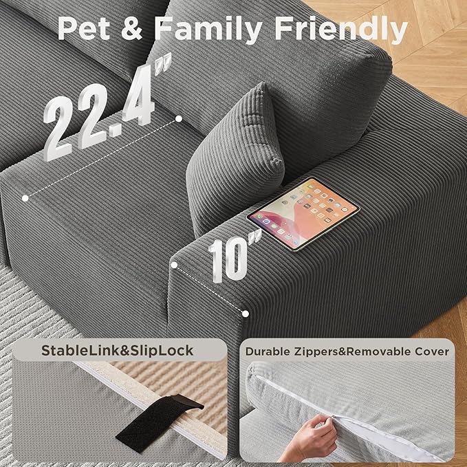 INGEROOM 108" Cloud Sectional Couch, Modular Sectional Sofa - Image 3