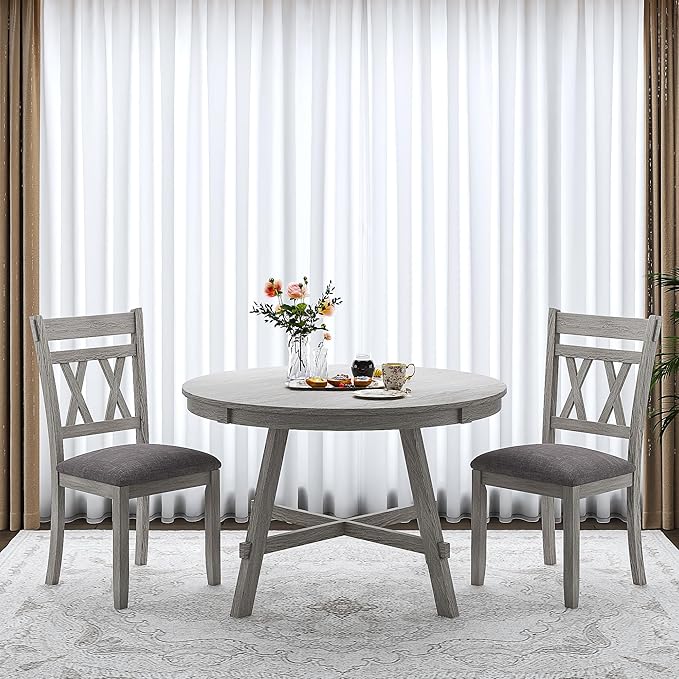Round Solid Wood Dining Table, Part of Dining Table Set, Mix and Match Table - Image 5