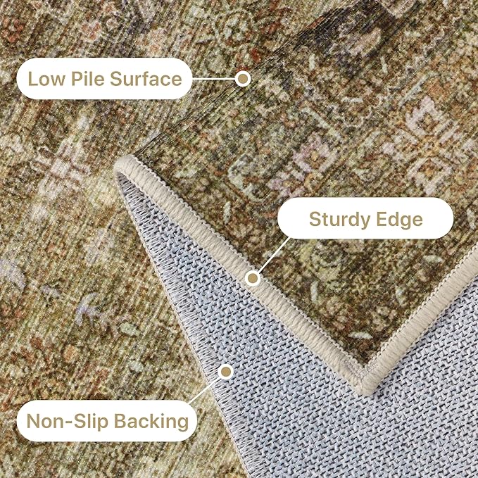 GENIMO 2X5 Hallway Runner Rug, Machine Washable Non Slip Vintage Floral - Image 4