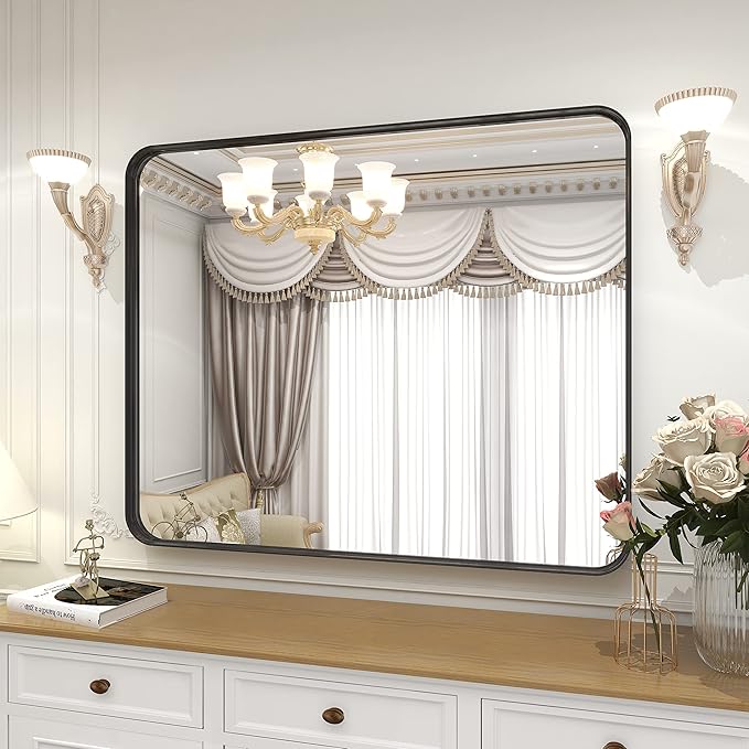 Bathroom Mirror 30x40 inch, Modern Round Corner Bathroom Vanity Mirror - Image 6