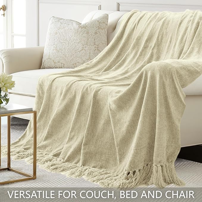 Chenille Throw Blanket for Couch 60"X 80" Twin, Soft Cozy Throws - Image 4