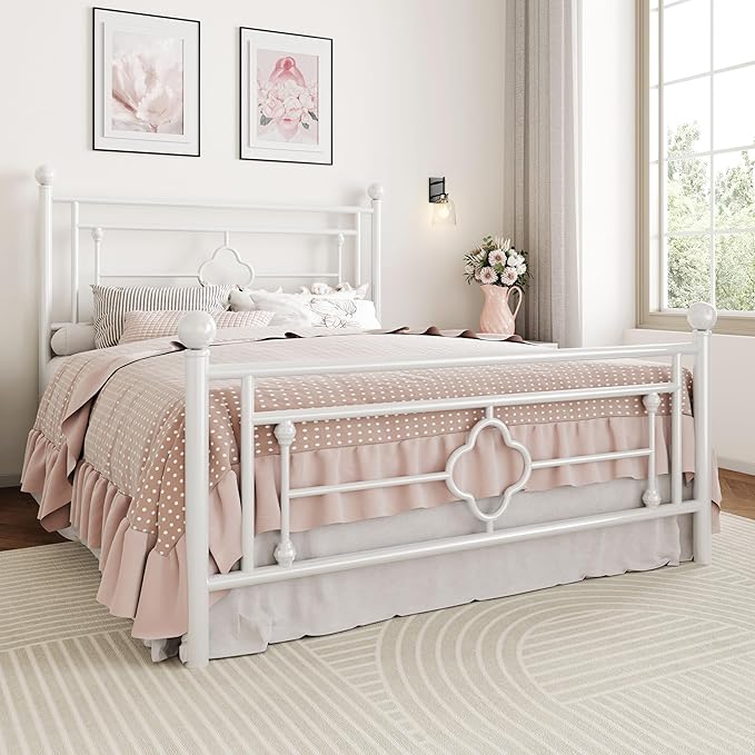 SHA CERLIN 14 Inches Full Size Metal Platform Bed Frame/Vintage Iron-Art - Image 3