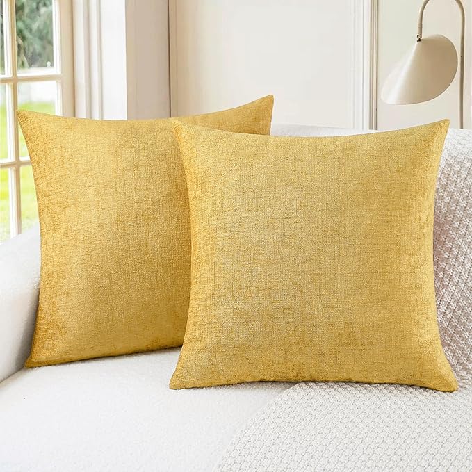 CaliTime Throw Pillow Covers Decorative 22 X 22 Inches Pack of 2 Cozy Chenille by CaliTime