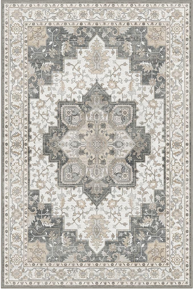 GENIMO 9x12 Area Rugs for Living Room, Non Slip Machine Washable Vintage Rugs - Image 7