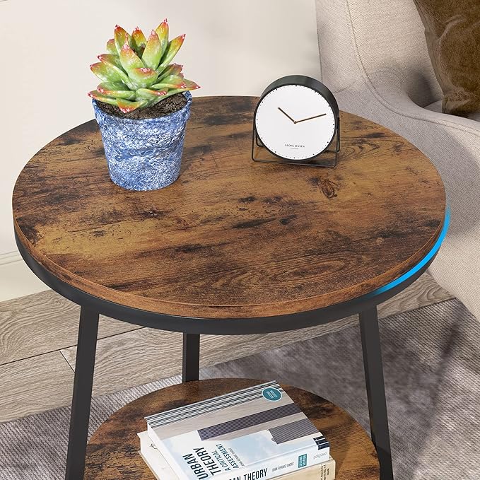 Tribesigns End Table, 2 Tier Round Side Table - Image 7