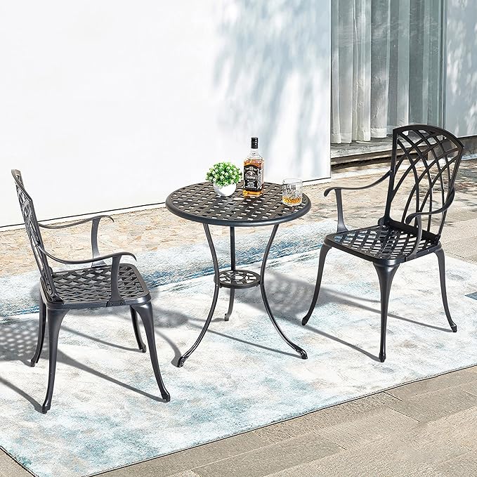 NUU GARDEN Bistro Set 3 Piece Outdoor All Weather Cast Aluminum Patio Bistro - Image 3