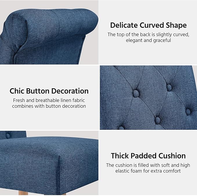 Yaheetech Dining Chairs Set of 2 Fabric Upholstered Dining Room Chairs - Image 5