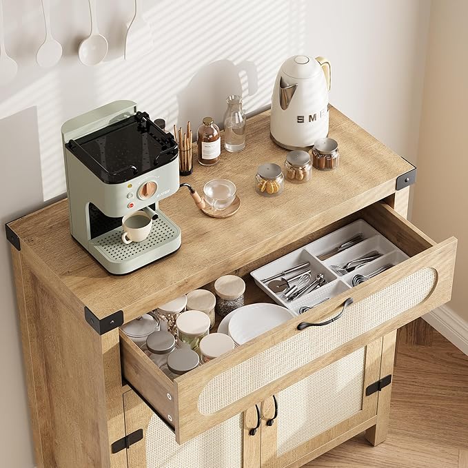 Garvee 29.9'' Small Rattan Buffet Cabinet - Image 6