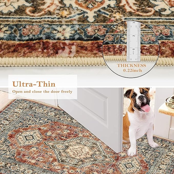 Lahome Oriental Kitchen Runner Rug Non Slip, 2x5 Washable Hallway Runner - Image 6